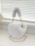 Heart Shaped Fluffy Novelty Bag With Cartoon Charm