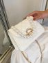 Mini Faux Pearl Decor Quilted Flap Square Bag