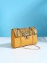 Mini Snakeskin Turn Lock Flap Square Bag