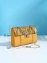 Mini Snakeskin Turn Lock Flap Square Bag