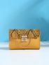 Mini Snakeskin Turn Lock Flap Square Bag