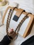 Letter Graphic Chain Shoulder Bag