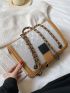 Letter Graphic Chain Shoulder Bag