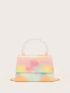 Mini Tie Dye Faux Pearl Decor Flap Square Bag