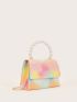 Mini Tie Dye Faux Pearl Decor Flap Square Bag