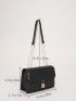 Crocodile Embossed Twist Lock Chain Flap Square Bag