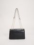 Crocodile Embossed Twist Lock Chain Flap Square Bag