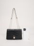 Crocodile Embossed Twist Lock Chain Flap Square Bag