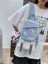 Colorblock Cartoon Graphic Buckle Decor Sling Bag With Bag Charm