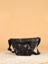 Two Tone Geometric Graphic Waist Bag