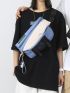 Letter Patched Detail Colorblock Waist Bag