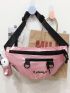 Letter Graphic Waist Bag With Bag Charm