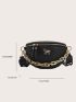 Granule Embossed Metal Horse Decor Waist Bag