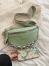 Letter Embossed Chain Decor Waist Bag