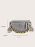 Granule Embossed Metal Horse Decor Waist Bag