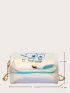 Mini Letter & Cartoon Graphic Flap Chain Crossbody Bag