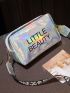 Mini Holographic Letter Graphic Square Bag