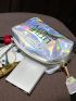 Mini Holographic Letter Graphic Square Bag