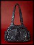 Punk Rock Zipper & Studded Decor Braided Detail Shoulder Tote Bag