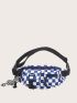 Checkered Pattern Release Buckle Decor Fanny Pack Without Bag Charm