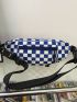 Checkered Pattern Release Buckle Decor Fanny Pack Without Bag Charm