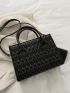 Quilted Double Handle Square Bag With Small Pouch