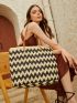 Colorblock Chevron Tote Bag