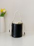 Mini Faux Pearl Decor Drawstring Bucket Bag