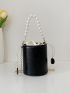 Mini Faux Pearl Decor Drawstring Bucket Bag