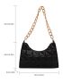 Stitch Detail Chain Baguette Bag