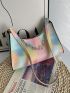 Tie Dye Litchi Embossed Chain Decor Baguette Bag