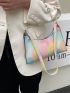 Tie Dye Litchi Embossed Chain Decor Baguette Bag