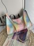 Tie Dye Litchi Embossed Chain Decor Baguette Bag