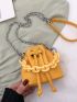 Mini Drawstring Decor Chain Bucket Bag