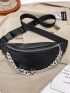 Chain Decor Zip Front Fanny Pack