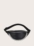 Chain Decor Zip Front Fanny Pack