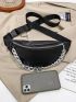 Chain Decor Zip Front Fanny Pack