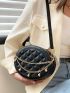 Chain Decor Quilted Circle Bag