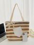 Bow Decor Colorblock Straw Bag