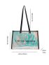 Holographic Letter Graphic Shoulder Tote Bag