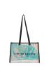 Holographic Letter Graphic Shoulder Tote Bag