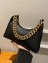 Textured Chain Baguette Bag