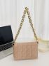 Quilted Pattern Chain Flap Square Bag