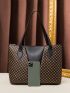 Geometric Print Shoulder Tote Bag