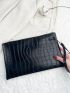 Crocodile Embossed Clutch Bag