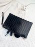 Crocodile Embossed Clutch Bag