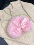 Mini Bow Decor Faux Pearl Beaded Fluffy Heart Shaped Novelty Bag