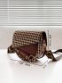 Mini Houndstooth Pattern Flap Saddle Bag