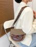 Mini Houndstooth Pattern Flap Saddle Bag