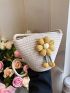 Flower Decor Straw Bag